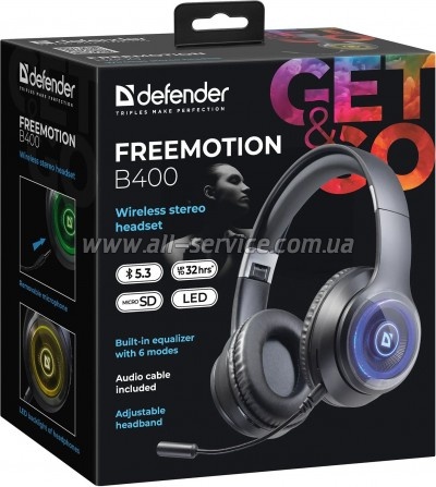  Defender FreeMotion B400 LED Bluetooth Black (63400)
