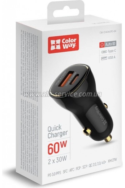 �������� ���������� ColorWay PowerDelivery PPS USB USB-A + USB-C Black (CW-CHA046PD-BK)