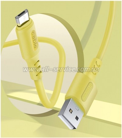 ���� ������ USB 2.0 AM to Micro 5P 1.0m soft silicone yellow ColorWay (CW-CBUM043-Y)