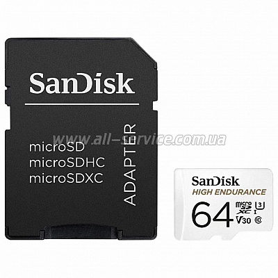   64GB SanDisk micro SDXC High Endurance C10 U3 V30 (SDSQQNR-064G-GN6IA)