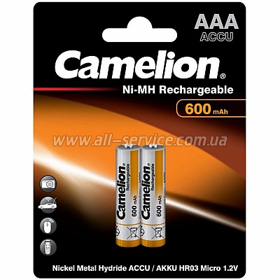  Camelion AAA 600mAh Ni-MH R03 * 2 (NH-AAA600BP2)