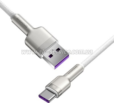 ���� ������ USB 3.1 AM to USB-C 2.0m 6.0A 66W Cafule Series Metal White Baseus (CAKF000202)