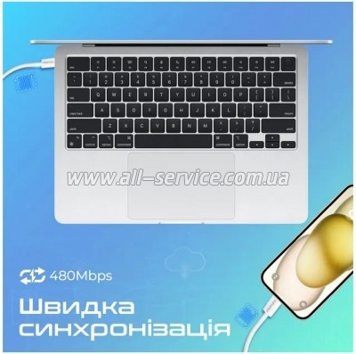 ���� ������ USB-C to USB-C 2.0m 60W PD EcoLine-CC200 white Promate (ecoline-cc200.white)