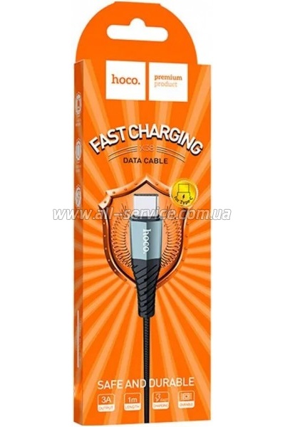 ���� ������ USB 2.0 AM to USB-C 1.0m X38 Cool black HOCO (6931474710567)