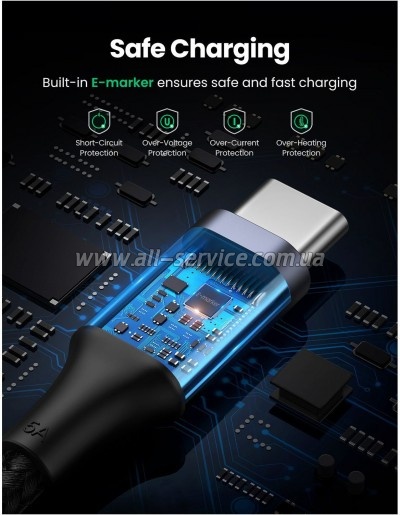 ���� ������ USB-C to USB-C 3.0m 5A 100W US316 Black Ugreen (90120)
