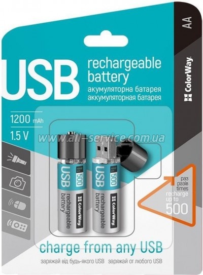 ����������� ColorWay AA USB 1200 mAh 1.5V R6 * 2 (CW-UBAA-02)