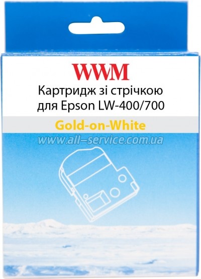 �������� WWM ��� Epson LW-400/ 700 12mm � 8m Gold-on-White (WWM-SS12Z)