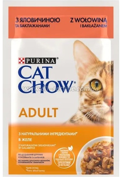 Влажный корм для кошек Purina Cat Chow Adult с говядиной и баклажанами в желе 85г (7613036595025) Влажный корм для кошек Purina Cat Chow Adult с говядиной и баклажанами в желе 85г (7613036595025)