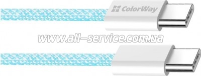 ���� ������ ColorWay USB-C to USB-C 1.0m 60W 3.0� blue (CW-CBPDCC061-BL)