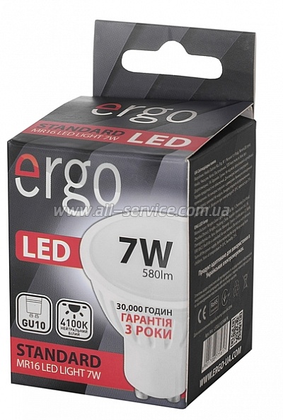  ERGO Standard MR16 GU10 7W 220V . . 4100K (LSTGU107ANFN)