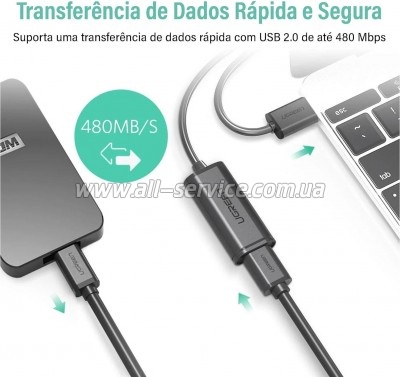���� ������ USB 2.0 AM to AF 20.0m Active black Ugreen (10324)