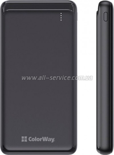 ������� ������������� ColorWay 10000mAh Slim PD 18W Black (CW-PB100LPG3BK-PD)