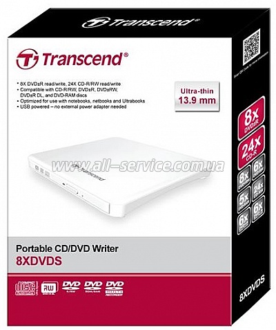  Transcend DVD+/-8X/24x Ultra Slim  (TS8XDVDS-W)