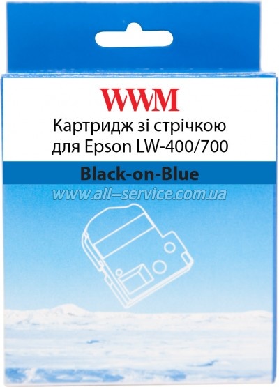 �������� WWM ��� Epson LW-400/ 700 18mm � 8m Black-on-Blue (WWM-SC18B)