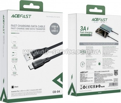 ���� ������ USB 2.0 AM to USB-C 1.2m 3.0A Acefast (6974316282693)