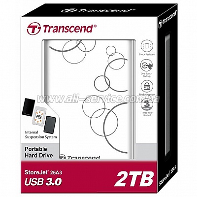  2TB Transcend StoreJet 2.5 USB 3.0  A white (TS2TSJ25A3W)