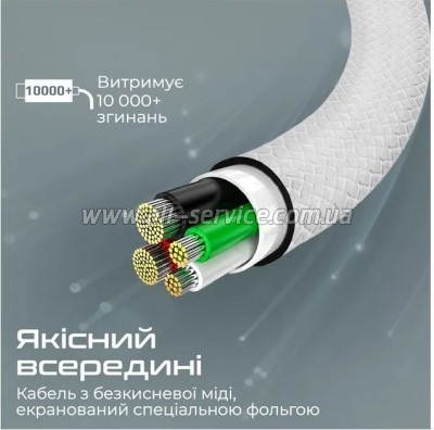 ���� ������ USB-C to USB-C 2.0m 3A xCord-CC200 white Promate (xcord-cc200.white)