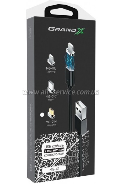 ���� ������ USB 2.0 AM to Micro 5P 1.0m Magnet Grand-X (MG-01M)