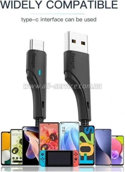 ���� ������ USB 2.0 AM to USB-C 1.0m 3A black Essager (EXCT-LS01)