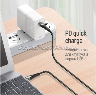 ���� ������ USB-C to USB-C 1.0m PD Fast Charging 65W 3� grey ColorWay (CW-CBPDCC040-GR)