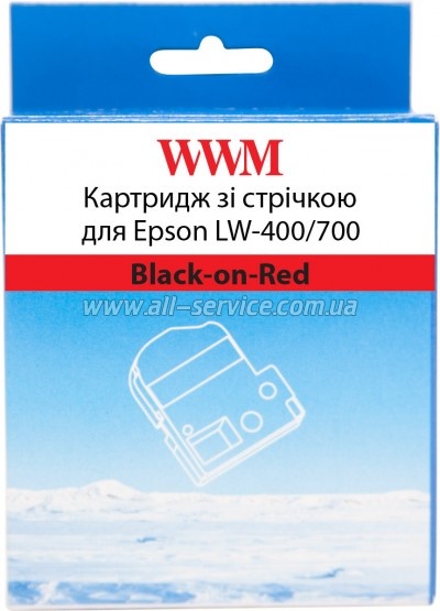 �������� WWM ��� Epson LW-400/ 700 12mm � 8m Black-on-Red (WWM-SC12R)