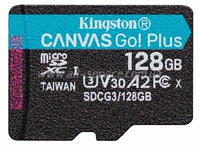   Kingston MicroSDXC 128GB Canvas Go! Plus Class 10 UHS-I U3 V30 A2 + SD- (SDCG3/128GB)