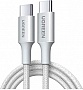 ���� ������ USB-C to USB-C 2.0m PD100W 5A braided L502 white Ugreen (35221)