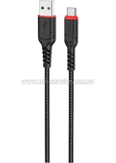 ���� ������ USB 2.0 AM to USB-C 1.0m 3A nylon X59 black HOCO (6931474744920)