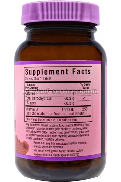  Bluebonnet Nutrition  D3 1000IU,  , Earth Sweet Chewables, 90  (BLB-00362)