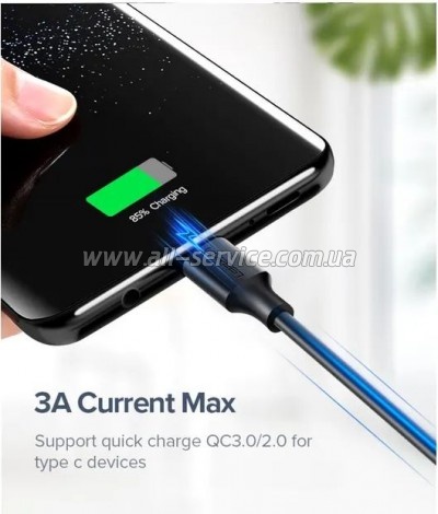 ���� ������ USB 2.0 AM to USB-C 0.25m 3A US287 black Ugreen (60114)