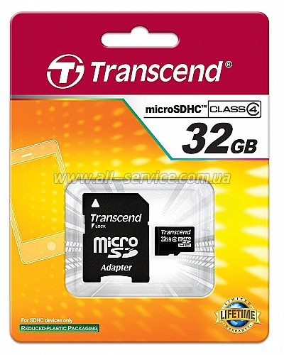   32GB Transcend MicroSDHC Class 4 + SD  (TS32GUSDHC4)