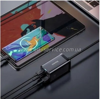 �������� ������� Baseus 2xUSB-C 65W + 2xUSB GaN + cable USB-C to USB-C 100W 1.0m black (CCGP040101)