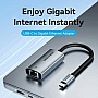������� USB-C to RJ45 Ethernet 1000Mbps black Vention (CFPHB)