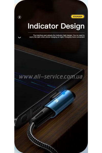 ���� ������ USB 2.0 AM to USB-C 1.0m 100W 90� corner black Essager (EXCWT7A-CG01-P)