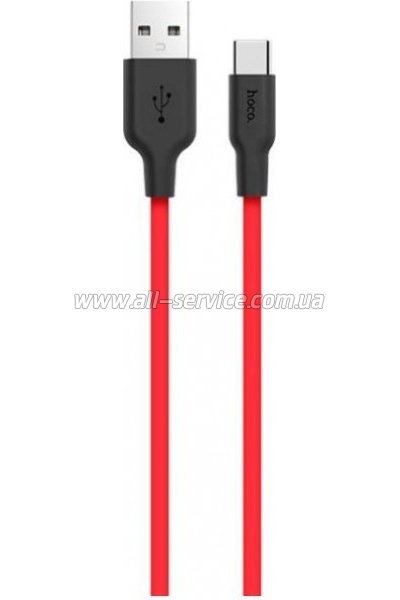 ���� ������ USB 2.0 AM to USB-C 1.0m 2A silicone X21 black + red HOCO (6957531071419)