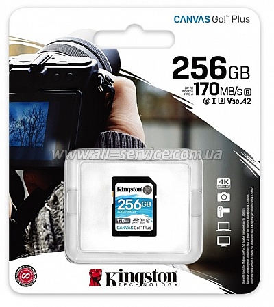   Kingston SDXC 256GB Canvas Go! Plus Class 10 UHS-I U3 V30 (SDG3/256GB)