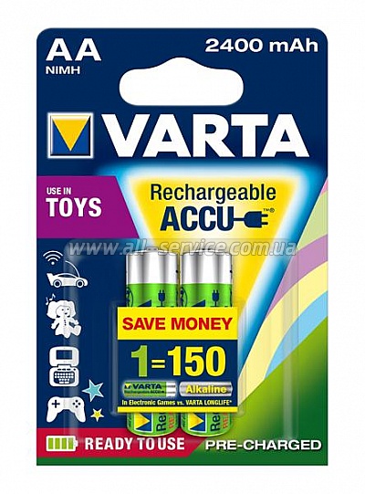Аккумулятор VARTA TOYS ACCU AA 2400mAh BLI 2 NI-MH (56786101402) Аккумулятор VARTA TOYS ACCU AA 2400mAh BLI 2 NI-MH (56786101402)