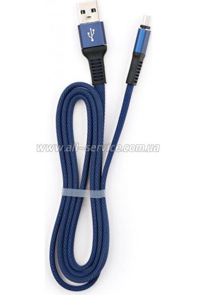���� ������ USB 2.0 AM to Micro 5P 1m flat nylon blue Vinga (VCPDCMFNB1B)