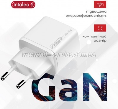 �������� ������� Intaleo 30W GAN USB-C PD+USB-A QC 3.0 white (1283126578274)