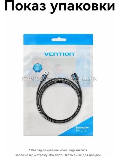 ���� ������ USB 3.2 AM/AF 1.5m 10Gbps PVC black Vention (CBOBG)