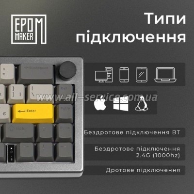  Epomaker EK68 65 Budgerigar V2 Switch Hot-Swap RGB Wireless/Bluetooth/USB UA Black (EK68-B-BV2)