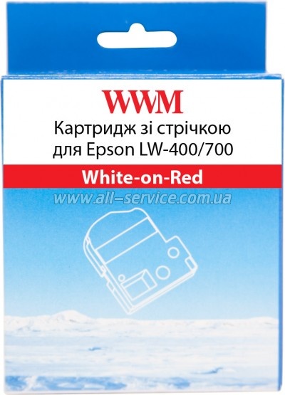 Картридж WWM для Epson LW-400/ 700 18mm х 8m White-on-Red (WWM-SD18R) Картридж WWM для Epson LW-400/ 700 18mm х 8m White-on-Red (WWM-SD18R)