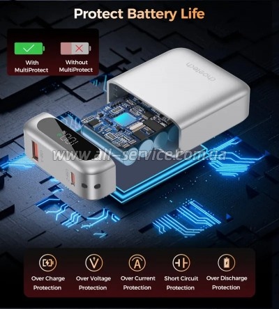 ������� ������������� Choetech 10000mAh 22.5W PD silver (B860-CCSL)