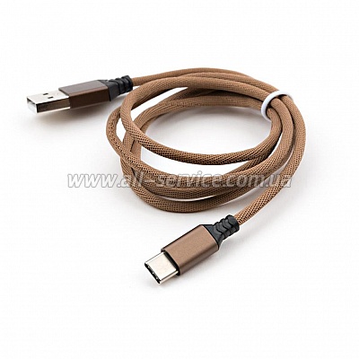   USB 2.0 AM to Type-C nylon 1m brown Vinga (VCPDCTCNB21BR)