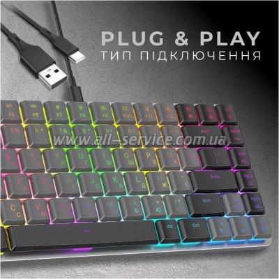  GamePro MK141R Red Swich Low Profile RGB USB Dark Gray (MK141R)