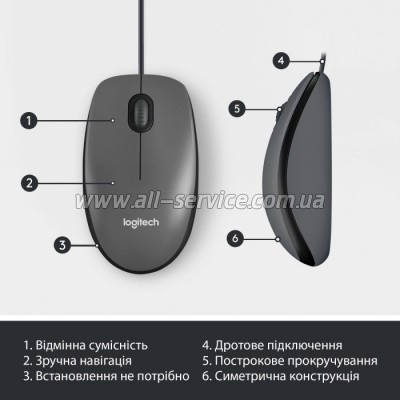  Logitech M100 USB Black (910-006652)
