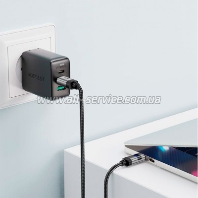 ���� ������ USB-C to USB-C 1.2m 60W digital display C15-03 Black Acefast (6974316283720)