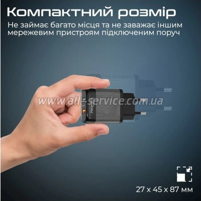 �������� ������� Promate 18W 2xUSB-A (biplug-qc3.eu-bk)
