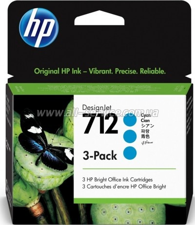   HP 712 DesignJet 230/ 630 Cyan 3-Pack (3ED77A)