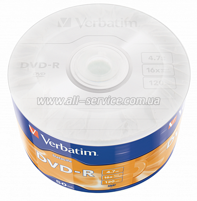  DVD Verbatim 4.7Gb 16X Wrap-box 50pk Extra MATT SILVER (43791)